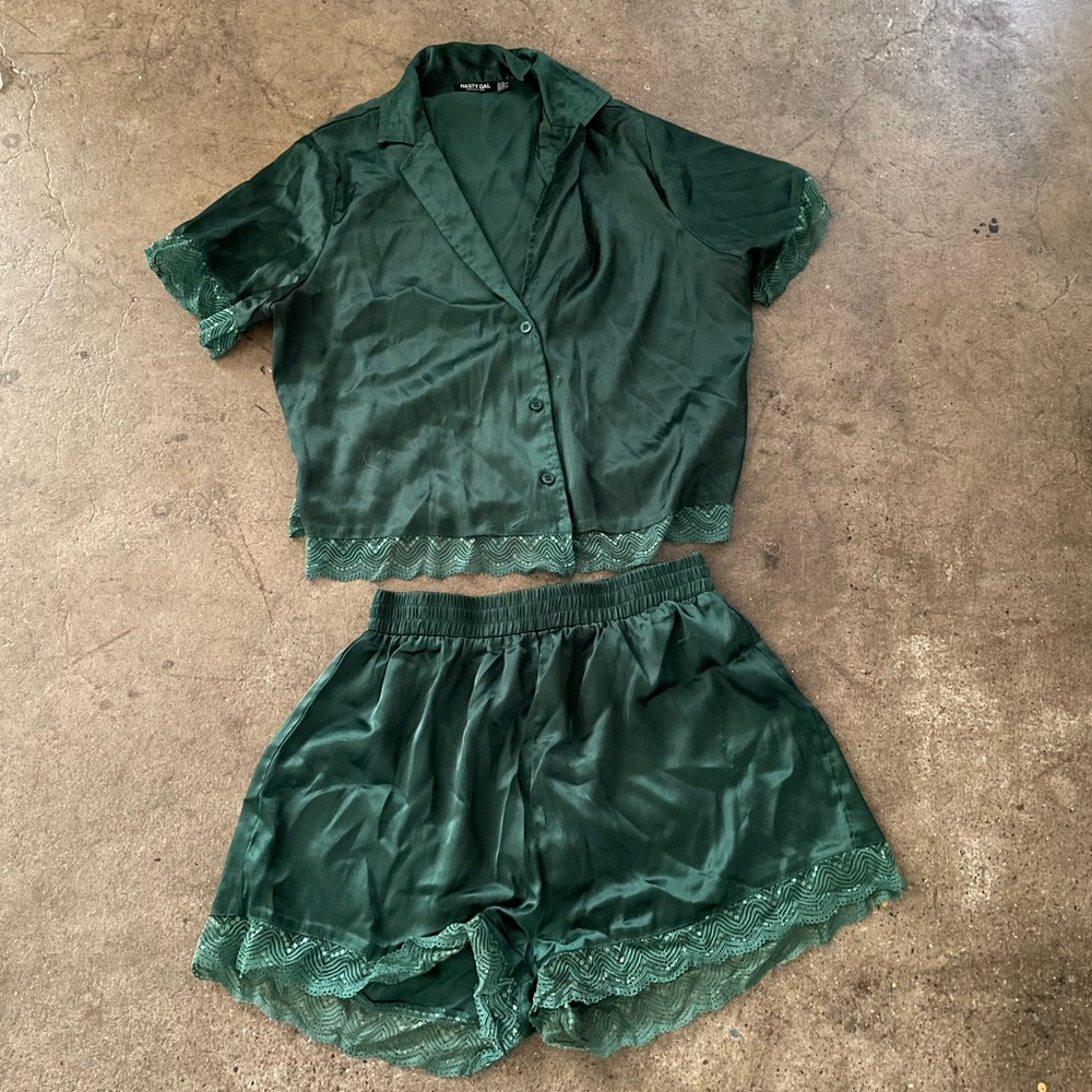 Nasty Gal emerald green pajamas